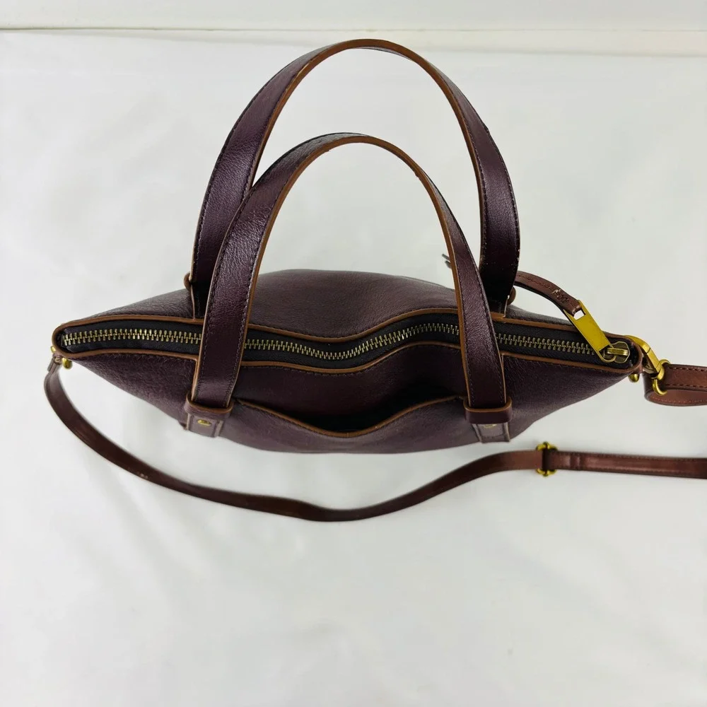 Fossil Felicity Satchel Dark Burgundy Pebbled Leather Crossbody Bag